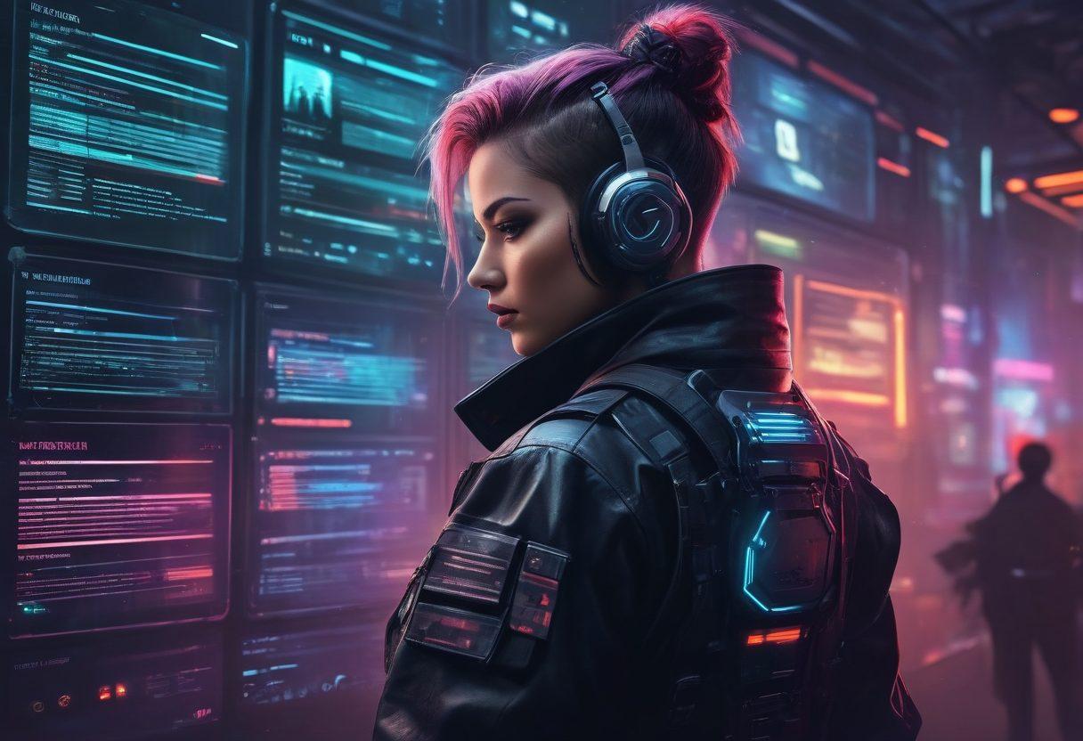 A visually striking digital scene depicting a modern adult content blog dashboard with a lock symbol representing cybersecurity. Include elements like firewalls and alert notifications subtly integrated into the background. Visualize a diverse group of users engaging with the content safely on various devices. The color scheme should be sleek and professional, merging vibrant hues and dark undertones for a dynamic effect. cyberpunk. digital art. vibrant colors.